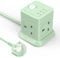 Cube Extension Lead with USB Slots, BEVA 4 Way Multi Plug Power Strip with 3 USB Ports (5V/2.4A), Desktop Power Extension Socket with 1.5M Extension Cords for Home Dorm Office Travel-Green