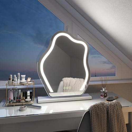 EMKE Hollywood Kosmetikspiegel mit Lichtern – Hollywood-Make-up-Spiegel mit Smart-Touch-Steuerung, dimmbare Speicher, 3 Beleuchtungsmodi, unregelmäßige Wolkenform, Hollywood-Kosmetikspiegel, 580 x 450