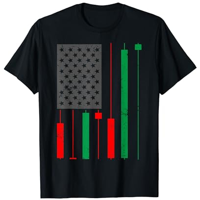 Amerikanische Bullenflagge Heikin Ashi Kerzen Aktien & Krypto-Diagramm T-Shirt
