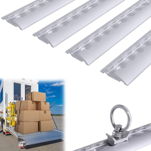 YRHome 4 x 1 M Aluminium Airlineschienen Set mit M6 Bohrungen Silber halbrund Form zur Ladungssicherung für Wohnmobile Anhänger LKWs Gebohrte Zurrschiene