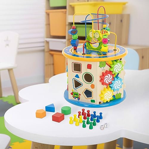 Joyz Cube de Motricité 8en1, Bois, Jouet Montessori à Partir de 1 an, Cubes d'Activités Multifonctions, Boucle de Motricité, Jouet Développement, Jouet Éducatif Enfants/Garçons/Filles