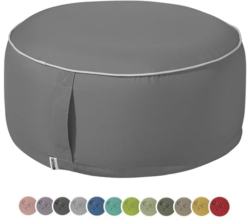 heimtexland Outdoor Pouf Sitzkissen wetterfest Garten Bodenkissen aufblasbar Fußhocker Yoga Lounge Hocker Tisch Party Deko Sitzsack 25x55 Typ551 Anthrazit