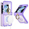 Clatoxi für Samsung Galaxy Z Flip 5 Klarer Hülle mit Ringhalterung und Scharnierschutz, Kompatibel mit kabellosem Ladegerät, Schlanke Transparente Harte PC Case für Samsung Z Flip 5 (Violett)