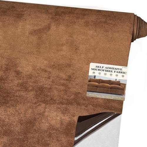 Mikrofaserstoff Selbstklebend für Cockpit,Wildleder Optik Kunstleder,Kunstleder Wildleder Optik Stretch Dehnbar Stoff Velours (Braun, 150 * 40cm)