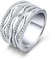 Sternvoll® Damenring aus 925 Sterling Silber Rhodium platziert mit Zirkonia Breiter Bling Ring (Silber, 58)