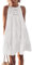 GRMLRPT Robe Femme Ete Boho Robe Courte Couleur Unie Bohème Robe de Plage Chic et Elegant Robe sans Manche Robes Casual(Blanc,L)