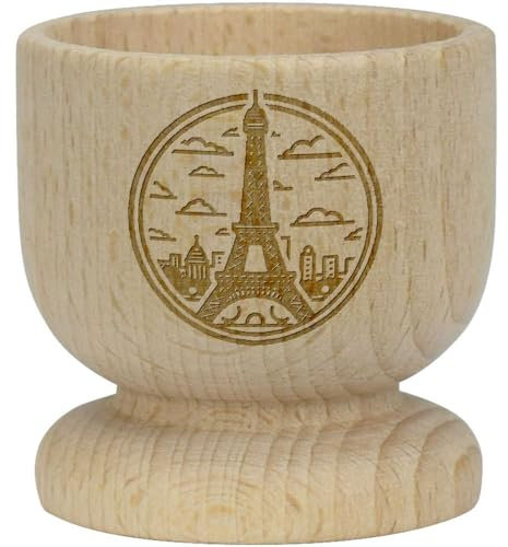 'Eiffel Tower in Circle Frame' Wooden Egg Cup (EC00027052)