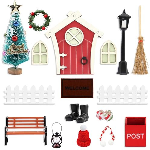 Tindisonka Wichteltür Set ● Zauberhafte Wichteltür Komplettset ● Wichtel Set Weihnachten Komplett ● Wichtel Baustelle Set ● Wichteltür Zubehör Weihnachtswichtel Milula