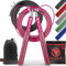 Professionelle Springseil Crossfit TALAFIT | verstellbares Fitness-Springseil | Springseil | Boxseil | Springseil mit Hochgeschwindigkeits-Kugellager | Inklusive Tasche (Schwarz) (Rosa)