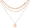 LOLIAS Kette Rosegold Damen Layering Halskette Damen Rosegold Kette Wasserfest Lange Ketten mit Anhänger Doppel Mehrreihige Zarte Rosegold Kette Damen Rund Plättchen Schmuck