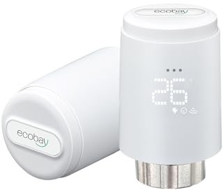 ECOBAY Smart Radiator Thermostat 2 Pack, Zigbee TRV Add-on, Wireless Thermostatic Radiator Valve, APP & Voice Control (Alexa, Google Assistant), Energy Saving