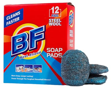 Mit Seife gefüllte Scheuerschwämme | 12 x Seifenpads, Stahlschwamm, robuste Flecken auf dem Herd, Stahlwolle, Küchenutensilien, reichhaltiger Schaum-Reinigungspads für Zuhause und Küche