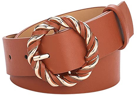 Modischer Damengürtel aus weichem Leder mit O-Ring-Schnalle, Outdoor-Gürtel für Herren, braun, Einheitsgröße
