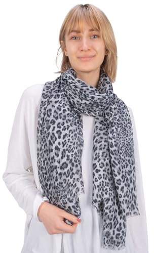 Seasons of April Leichter & weicher Damen Schal Leo Halstuch Schlauchschal - Sara Leo (Grau S71)