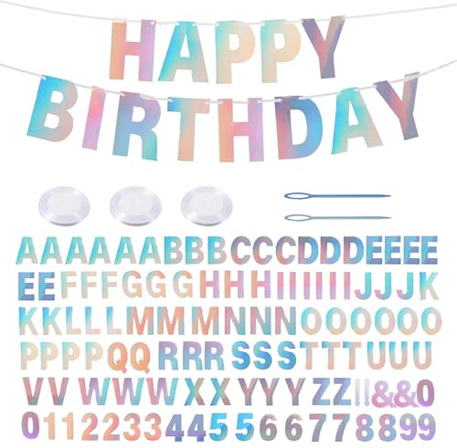 116 benutzerdefinierte Banner mit funkelnden Buchstaben, DIY, personalisiert und wiederverwendbar, Geburtstag, Willkommensfeier, Zuhause, Hochzeit, Party, Dekoration (Regenbogen)