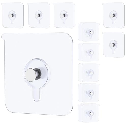 15 Pcs Picture Hooks No Nails,Adhesive Picture Hooks,Self Sticky Wall Hook Accessories Kits for Bathroom,Kitchen,Restaurant Decorations Transparent Waterproof Stick on Pictures Frame Hangers（6cm×6cm）