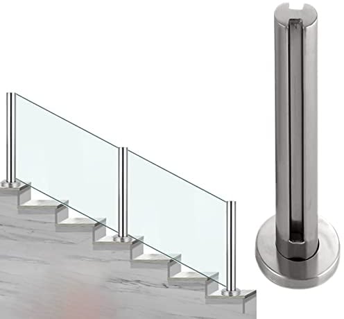 Ringhiera for interni in vetro in acciaio inossidabile, balaustra 304 for pannelli in vetro da 10/12 mm, ringhiera moderna for scale e balconi(Shallow Grey,Height 90cm)