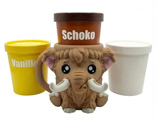 Generisch Soporte para helado para taza de Ben & Jerry's y taza de 500 ml – Elige tu animal favorito (pingüino, oso polar, gato, vaca de montaña y mamut) – PLA de Alemania (Mammut)