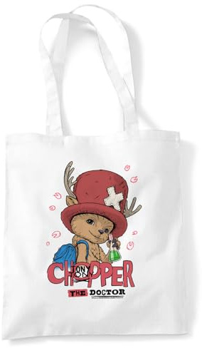 One Piece Chopper The Doctor Grocery Travel Reusable Tote Bag, White