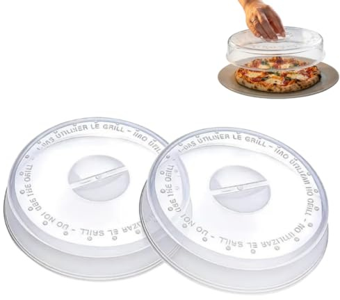Set de 2 tapas microondas - 27,5 cm Diámetro, Libre de BPA - Tapaderas de microondas - con Orificios de Vapor, Multiusos.