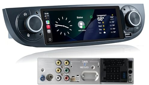 Autoradio Linux per Fiat 500 2007-2015 con CarPlay Wireless e Android Auto, avvio in 2 secondi, comandi fisici tramite manopola, audio di livello OEM, Porta ISO Plug & Play, Nero