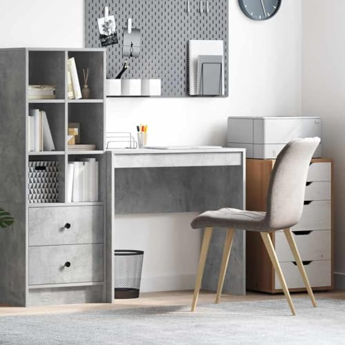 YUOGHRTFE Kompakter Schreibtisch Beton Grau 80 x 40 x 76 cm, Stabiler Holzwerkstoffrahmen, Moderne Arbeitsfläche für Laptop und Monitor, minimalistisches Design für kleine Büros