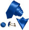 GASSANI 3Tlg Krawatten-Set, 6Cm Skinny Schmale Royal-Blaue Herren-Krawatte Dünn Manschettenknöpfe Ein-Stecktuch, Bräutigam Hochzeitskrawatte Glänzend