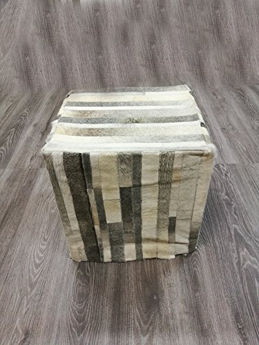 Zerimar Puff Hocker | Premium Kuhfell Ausgekleidet | Maßnahmen: 45x45x45 cms | Hocker Küche | Vorzimmer Hocker | Hocker Leder