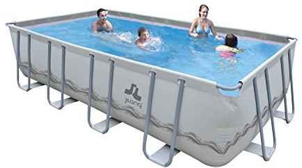 Jilong 17728EU Piscina Fuoriterra Rettangolare 549x305x122 cm Grigia con Struttura in Acciaio con Pompa Filtro, Scala e Teli