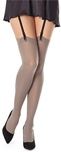 Bellivalini Damen Strapsstrümpfe Mikrofaser 60 DEN BLVFI1007 (Smoky, M/L (Herstellergröße: 3/4))