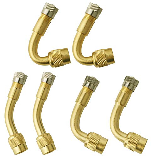 RUNCCI-YUN 6Stück Ventil Verlängerung Adapter Reifen Ventilverlängerung für Auto Motorrad Fahrrad Scooter, 3 Arten,45, 90 und 135 Grad Winkel(Golden)