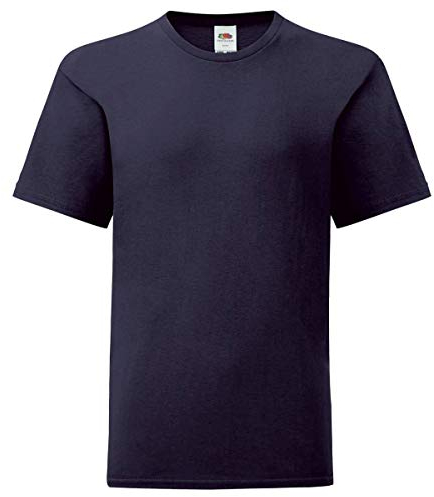 Fruit of the Loom Kids Iconic T-Shirt Größe 104-164, Farbe:deep Navy, Größe:152