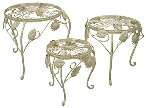 aubaho 3X Blumenhocker Blumentisch Garten Metall weiß