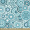 ABAKUHAUS Wasser Gewebe als Meterware, Ethnische Mandala-Runde, Dicht Gewebter Stoff zum Nähen Polster Wohnaccessoires, 3M (148x300cm), Türkis Weiß Teal