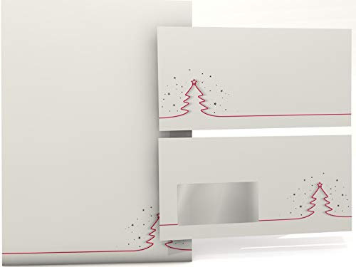 Weihnachtsbriefpapier mit Umschlag Rotes Tannenbäumchen 500 Blatt und 500 Umschlägen