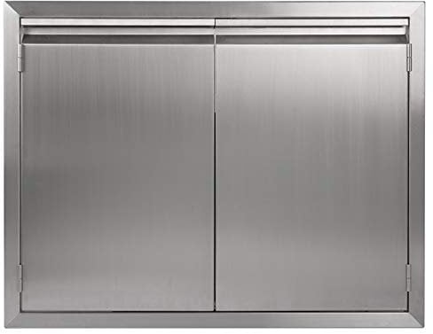 Jie Jin Doppel-Outdoor-Küchentür, 66 cm B × 61 cm H, BBQ-Zugangstür, 304 Edelstahl, für Innen- und Außenbereich, Schrank, Grillinsel 26x24