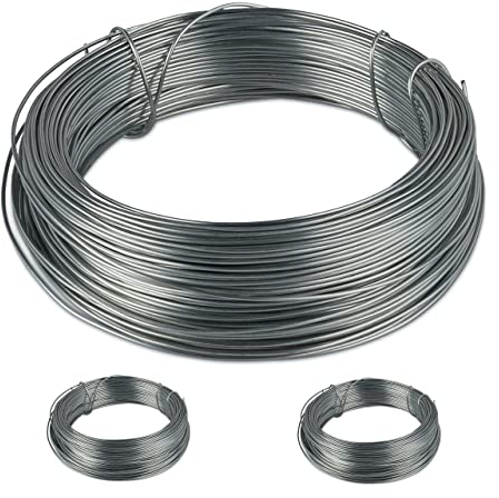 Set de 6 Rollos de Alambre para jardín, Inoxidable, Acero galvanizado, Fino, Manualidades, 50 m, 1 mm, Plateado