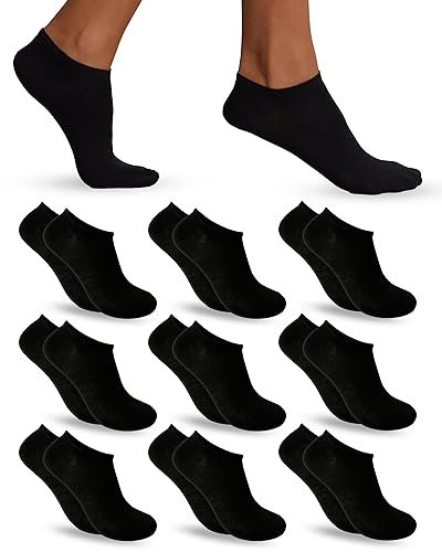 POPYS® 9 Pares Calcetines Cortos Unisex de Algodón Con 200 Hiladas | Tobilleros Para Hombre y Mujer