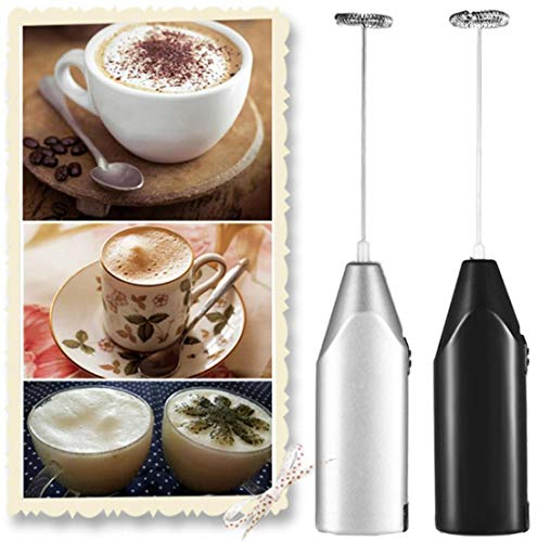 szaerfa Mini Mano eléctrica espumadores de Leche Bebida espumador batidor Mezclador agitador café batidor de Huevo Herramienta de Cocina de Acero Inoxidable (Plata)