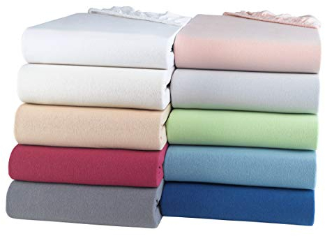BaSaTex Bio Jersey Spannbettlaken 180x200 cm - Spannbetttuch aus 100% Bio Baumwolle GOTS-Zertifiziert - 180x200-200x200 cm - Farbe: Weiss