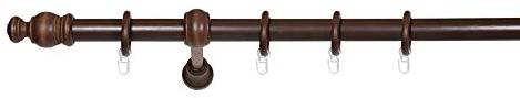ondeco Gardinenstange Holz 28mm 1-lauf Komplettgarnitur Vorhangstange Nussbaum 120 cm
