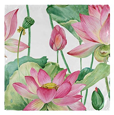 RELEESSS Servietten Aquarell-Lotusblüte, wiederverwendbar, 50 x 50 cm, für Zuhause, Abendessen, Urlaub, Geburtstag, Party, Hochzeit, Restaurant, Innen- und Außenbereich, 1 Stück