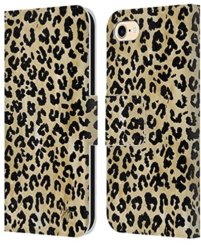 Head Case Designs Officially Licensed Haley Bush Leopard Print Pattern Painting Leather Wallet Case Compatible With Apple iPhone 7/8 / SE 2020 & 2022