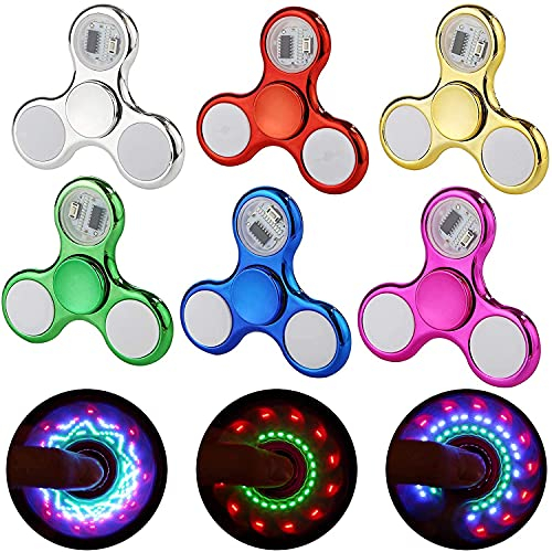 Dilabnda 6 PCS Light Age 3+ up Fidget Spinner Toys, LED Sensory Hand Fidget Toys, Glow in The Dark Multiple Flash Modes Finger Toys Pack for Birthday Party Favors