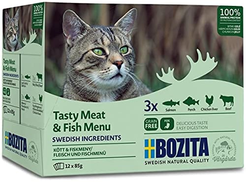 KIM JOHANSEN Bozita 797.0450 Katzenfleisch & Fisch in Gelee Multibox, 1,02 kg
