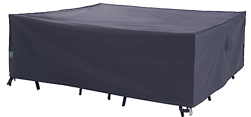 F&J Outdoors Garden Furniture Cover Waterproof 6 Chairs 7 Piece Outdoor Sectional Cover 244x162x80cm Eco-friendly Fabric UV Resistant,Grey