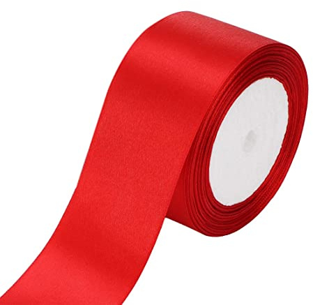 LuLiyLdJ Nastro di raso rosso, 25 m x 40 mm di larghezza nastro di raso solido nastro di raso confezione regalo di nozze