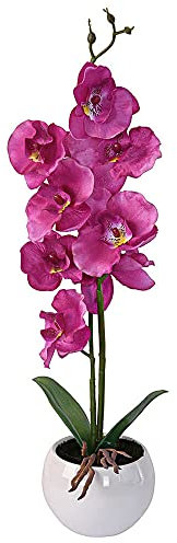Murago - Künstliche Orchidee im Keramik Topf ca.39cm - Kunstblumen Kunstpflanzen Orchideen Innendekoration Muttertag Lila