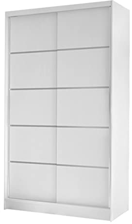 Mirjan24 Kleiderschrank Camtalo IV, Schwebetürenschrank, Garderobenschrank mit Kleiderstange und Einlegeboden, Schlafzimmerschrank (weiß)