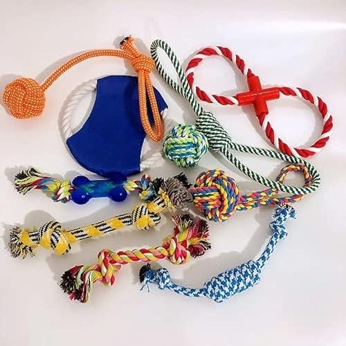 Special Pet Toys 10 Pcs Dog Rope Toy Natural Cotton Toys Set, Teething Training, Relieve Boredom and Stress